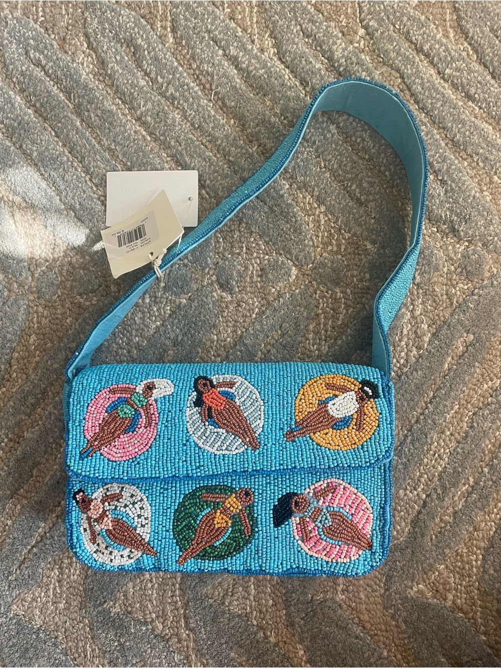 Sol and Mer Pool Scene Beaded Shoulder Bag